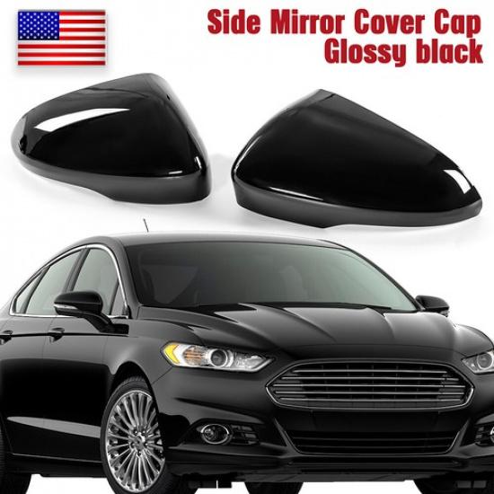 2x Glossy Black Side Rearview Mirror Cover Cap Fits Ford Fusion 2013-2018 2021