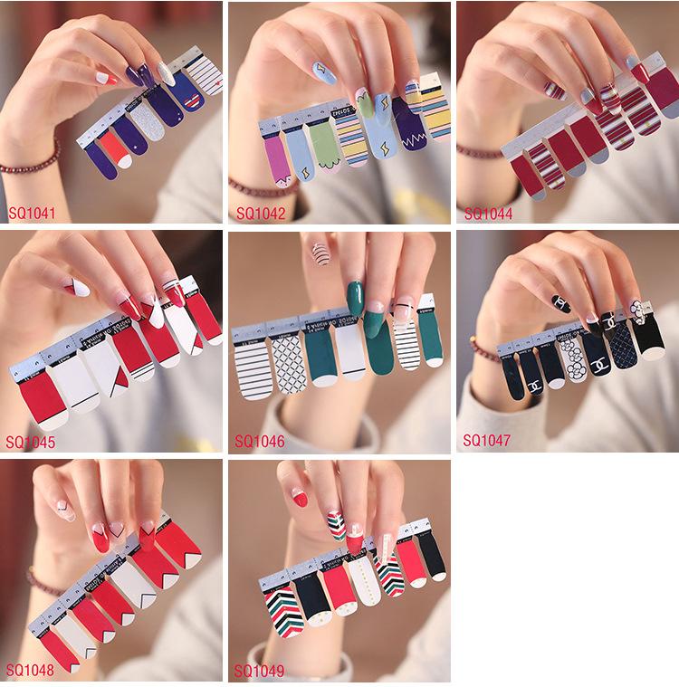 Ins Style Korean Nail Polish Film Full-on Nail Art Sticker 14-finger Printed Nail Sticker Nail Art Sticker Nail Art Sticker