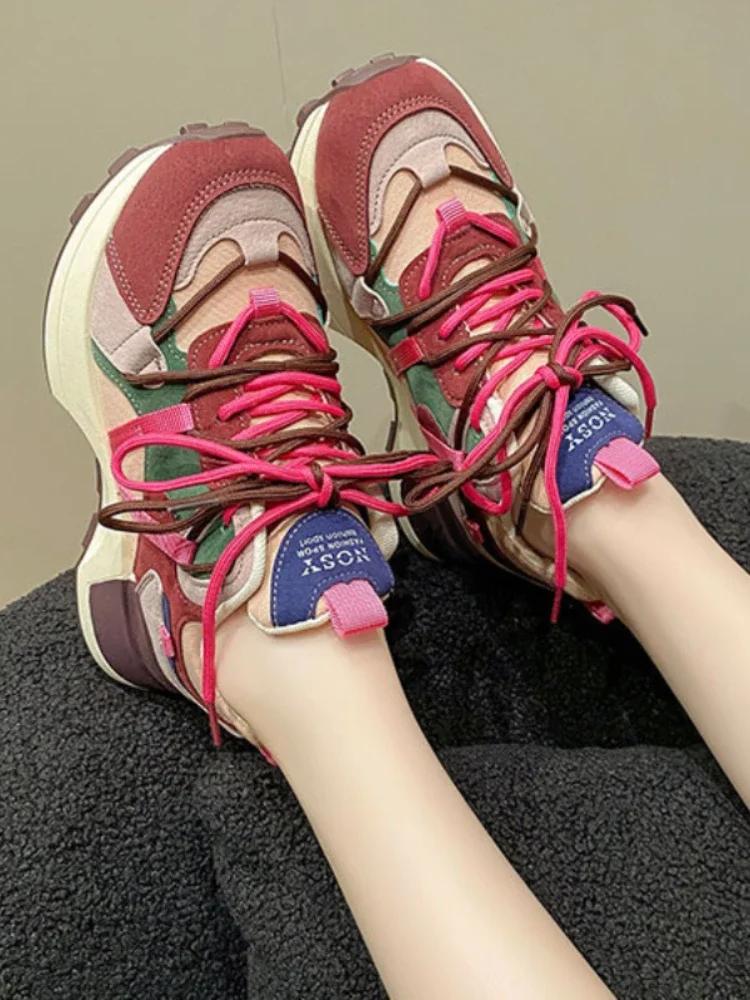 Модная женская спортивная обувь, классические кроссовки, женские дышащие сетчатые кроссовки на шнуровке, осенняя повседневная обувь разных цветов, женская теннисная обувь