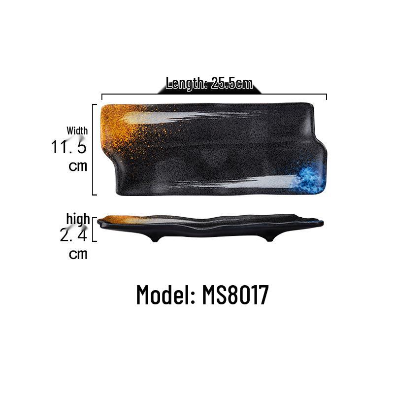 Japanese Melamine Rectangular Barbecue Side Dish Plate - Imitation Porcelain, Creative and Drop-Resistant for Hot Pot and Restaurants