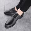 Men Derby Shoes PU Black Thick Soled Durable Leather Men Lace Up Business High Quality Formal Shoes Size 38-44