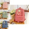 Korean Style Bear Backpack Large Capacity Stylish Nylon Soft Double Shoulder Bag