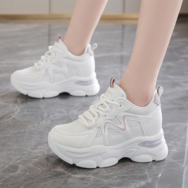 Fashion Breathable Thick Bottom Casual Sneakers Women Comfortable Lace Up Chunky Sport Shoes Woman Non Slip Platform Tennis Shoes Female