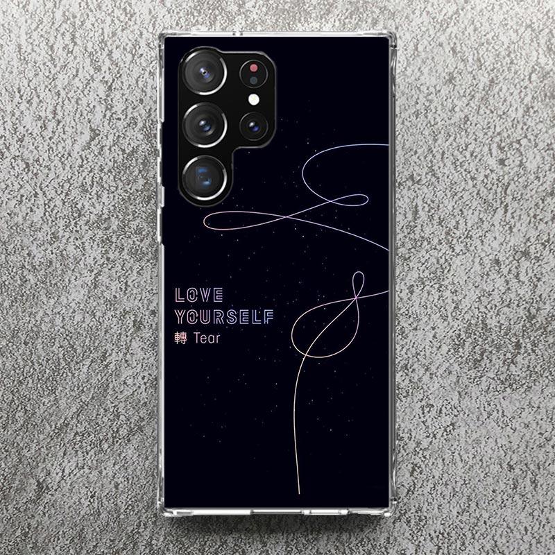 Люби Себя Цветочное Сердце Линия Kpop Чехол Для Телефона Для Samsung Galaxy S25 S24 S23 Ultra S22 Plus S21 S20 FE S10 + S25Ultra S24U Sof