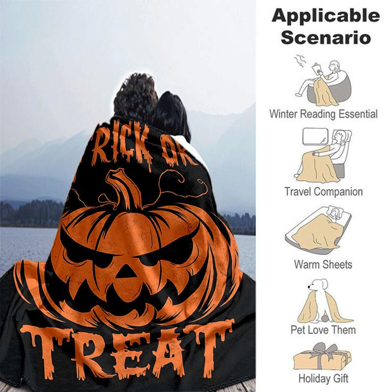 1pc Halloween Trick or Treat Blanket Soft and Warm Home Decorative for All Seasons, Living Room, Travel, Camping, Car Blankets