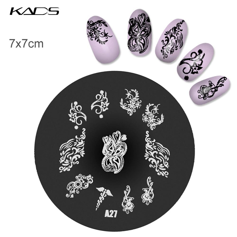kads 1PC Round Stainless Steel Nail Art Nail Stamping Plates Manicure Stamp DIY for Nail Templates Classic Series Tools