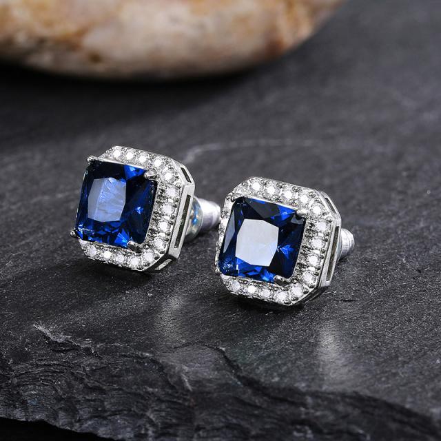 Gorgeous Green Cubic Zirconia Stud Earrings for Women Noble Wedding Party Earring Fine Birthday Gift Lady Fashion Jewelry