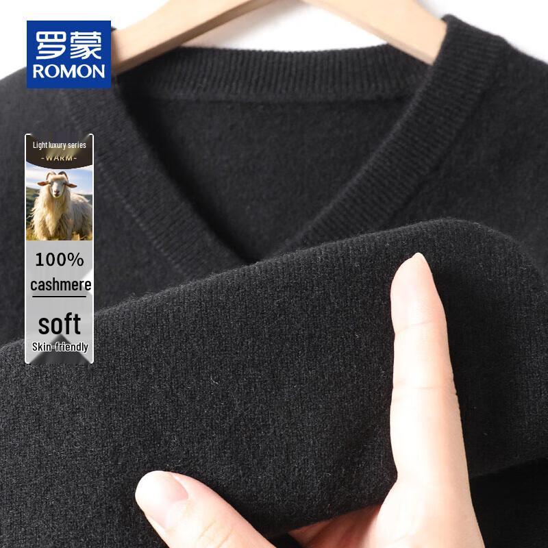 ROMON Мужской толстый пуловер с V-образным вырезом из 100% кашемира