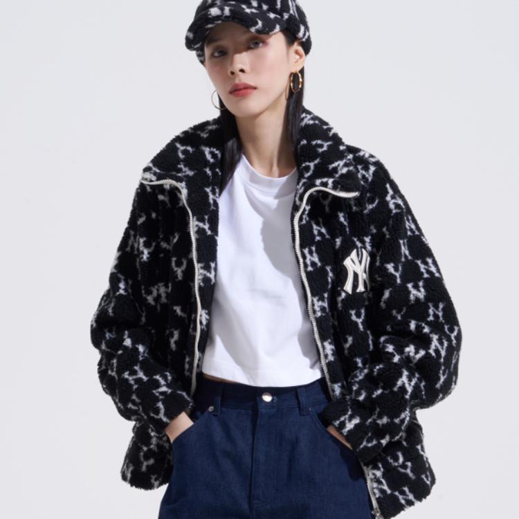 New MLB Velvet Jackets Unisex Black 3AFDM0126-50BKS