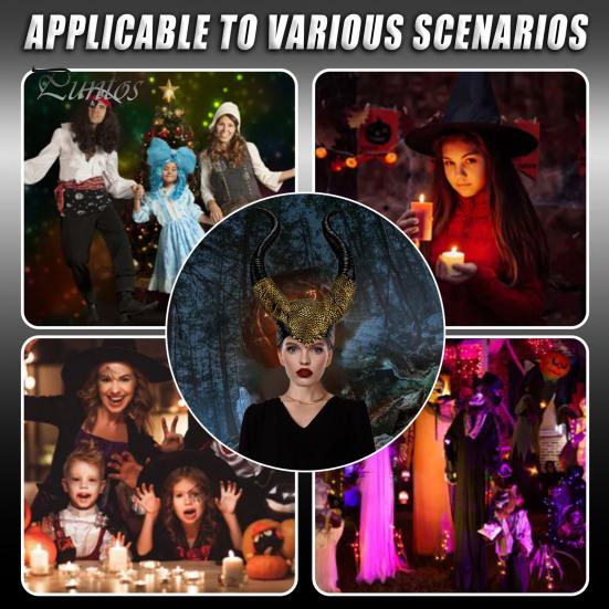 Костюм дьявольских рогов на Хэллоуин, черные латексные длинные рога для женщин и взрослых, роговой головной убор для косплея, костюм на Хэллоуин