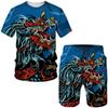 Vintage Oriental Dragon God 3D Print Men's Tees/Shorts/Sets Japanese Samurai Tattoo Outfit Fashion Male Streetwear Clothing Suit