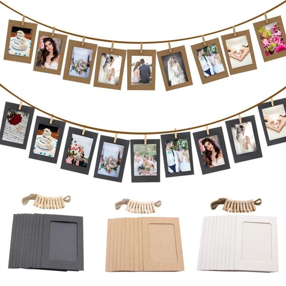 10pcs Home Decoration Photos Album Craft Combination Paper Frame With Clips Paper Picture Frames