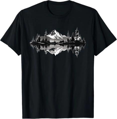 Mountain Landscape Reflection Forest Trees Outdoor Wildlife T-Shirt