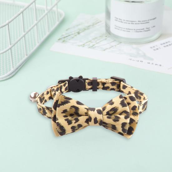 Ошейник для домашних животных с леопардовым принтом и колокольчиком, легкая ткань, цепочка на шею кошки, масштабируемый ожерелье для домашних животных