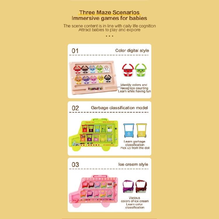 Обучающая головоломка для дошкольников, когнитивная игрушка, магнитный лабиринт с бусинами, игрушка для сортировки цветов для детей, сенсорное развитие