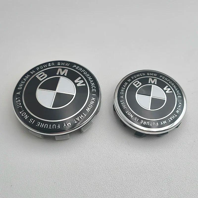 BMW 3D Emblem Center Caps Set of 4 Snap-on ABS Plastic Hub Covers 56mm/68mm for BMW SUV Sedan Auto Accessories