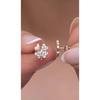 925 Sterling Silver Zircon Stone Tiny 4 Leaf Clover Earrings