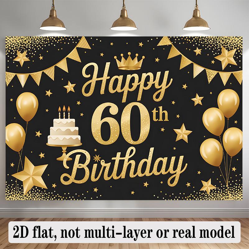 60th Birthday Party Backdrop Polyester Banner Photo Booth Decoration 131