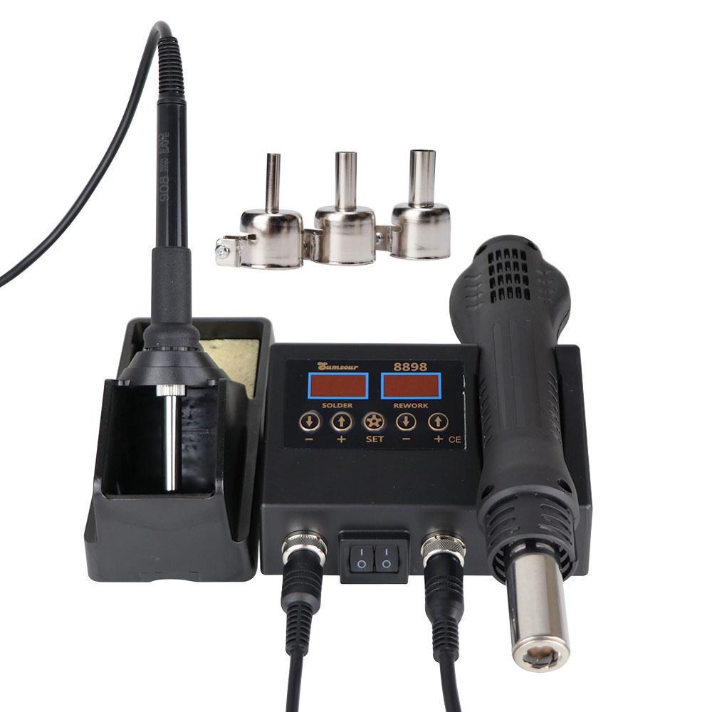 Soldering Station Digital Temperature Adjustable 2 In 1 SMD Solder Iron Hot Air Heat Gun Welding Rework For PCB IC Repair Tools