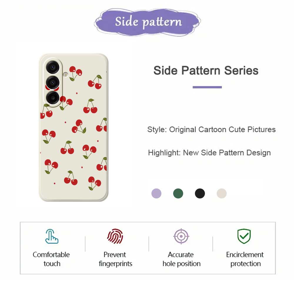 For Samsung Galaxy A17 5G Case Cherry Pattern Printing Straight Edge TPU Phone Back Cover