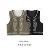 Kaslead New Arrival Women's Clothing Fashion Style Fashion Tencel Cotton Machine Embroidery Western Sense Short Vest Tops