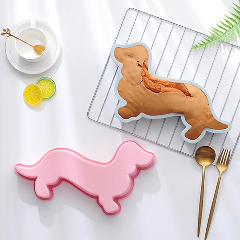 3D милый щенок таксы форма животного силиконовая форма кухня для выпечки мусса большая форма для торта инструменты для торта