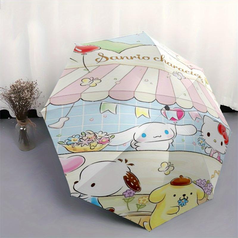 Pom Pom Purin and Friends Cartoon Cartoon Umbrella, Portable 3-Fold Compact Umbrella, Suitable for Camping, Hiking and Travel, Ideal Easter Birthday G