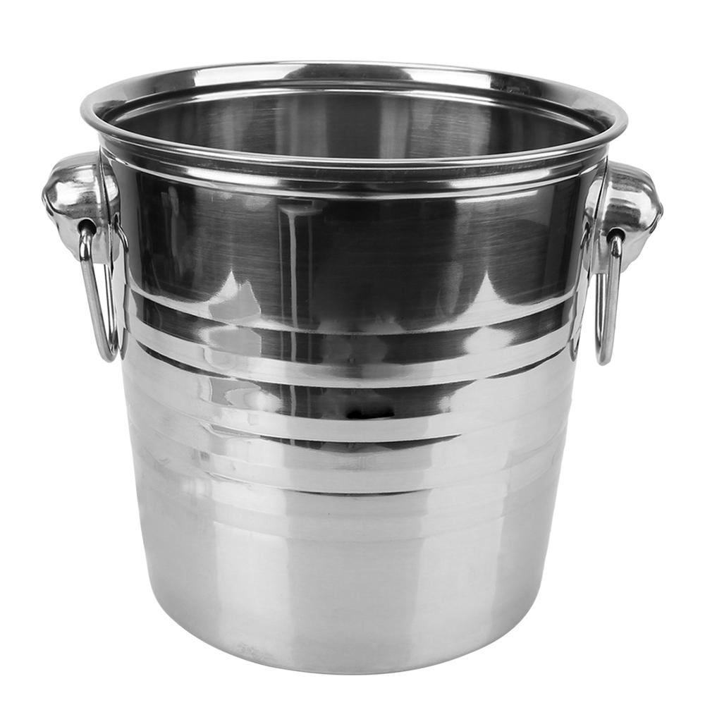 Ice Cube Maker Champagne Wine Beer Bucket 5L Stainless Steel Double Ring Wine Beer Cooler Bucket For KTV Bar Kitchen Party Barware
