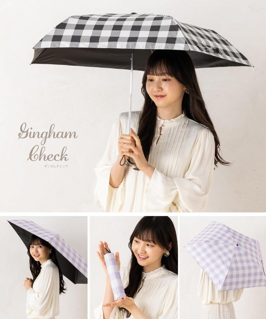 Зонт от солнца и дождя HAU с полиуретановым покрытием, 50 см, клетчатый, легкий, складной, с 5 спицами, 10002944, черный