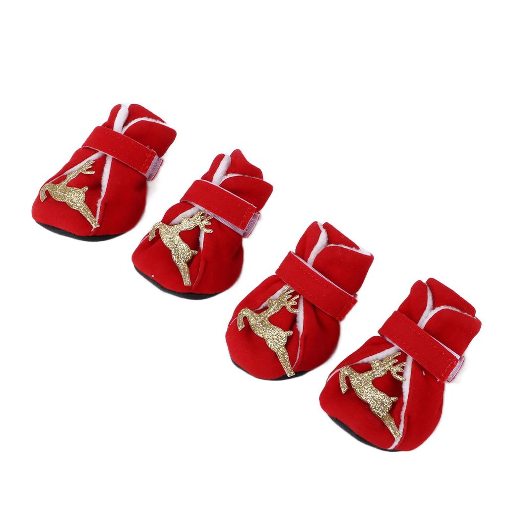 4pcs Dog Warm Shoes Cute Comfortable Warm Christmas Dog Winter Boots for Small Medium Dogs