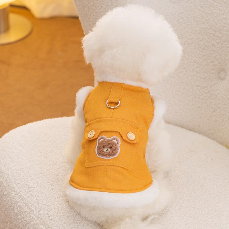 Winter Velvet Warm Dog Clothes Imitation Rabbit Velvet Burrs Leash Vest Small Dog Bigbear Pet Clothing