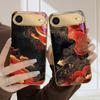 Red vortex pattern For iPhone 17 Air 16E 15 PRO 14 13 Plus 12 mini 11 17 Pro Max XR 16 17Pro Max 15Pro Golden glass phone case