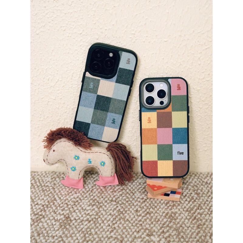 Tagi Magnetic Plaid Leather Phone Case for iPhone 17