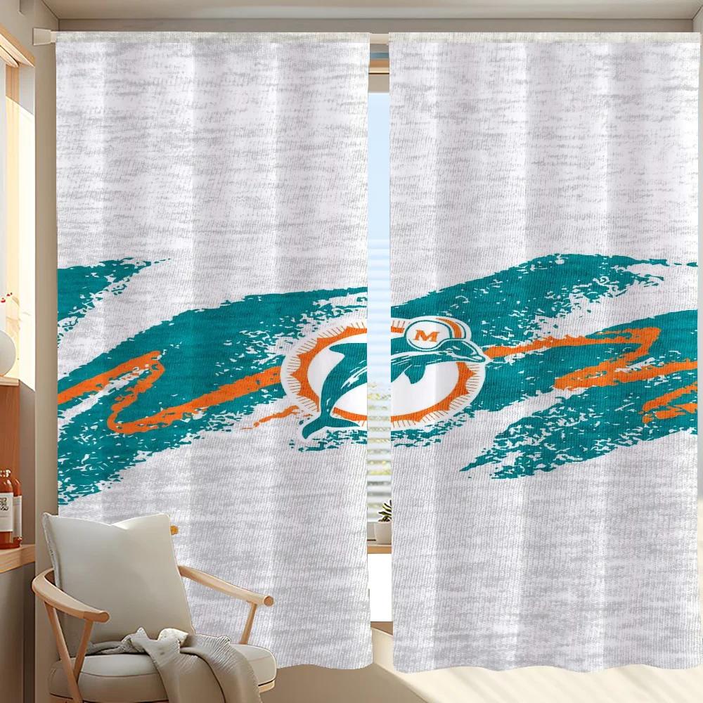 Window Kitchen Curtains For Living Room 2 Pieces Blackout Curtains Door Curtain Miami D-Dolphins Partition Bedroom Decoration