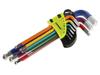 Ball-shaped Allen Keys, 180 Mm, Sizes 1.5 - 10 Mm, 9 Pcs., Colored