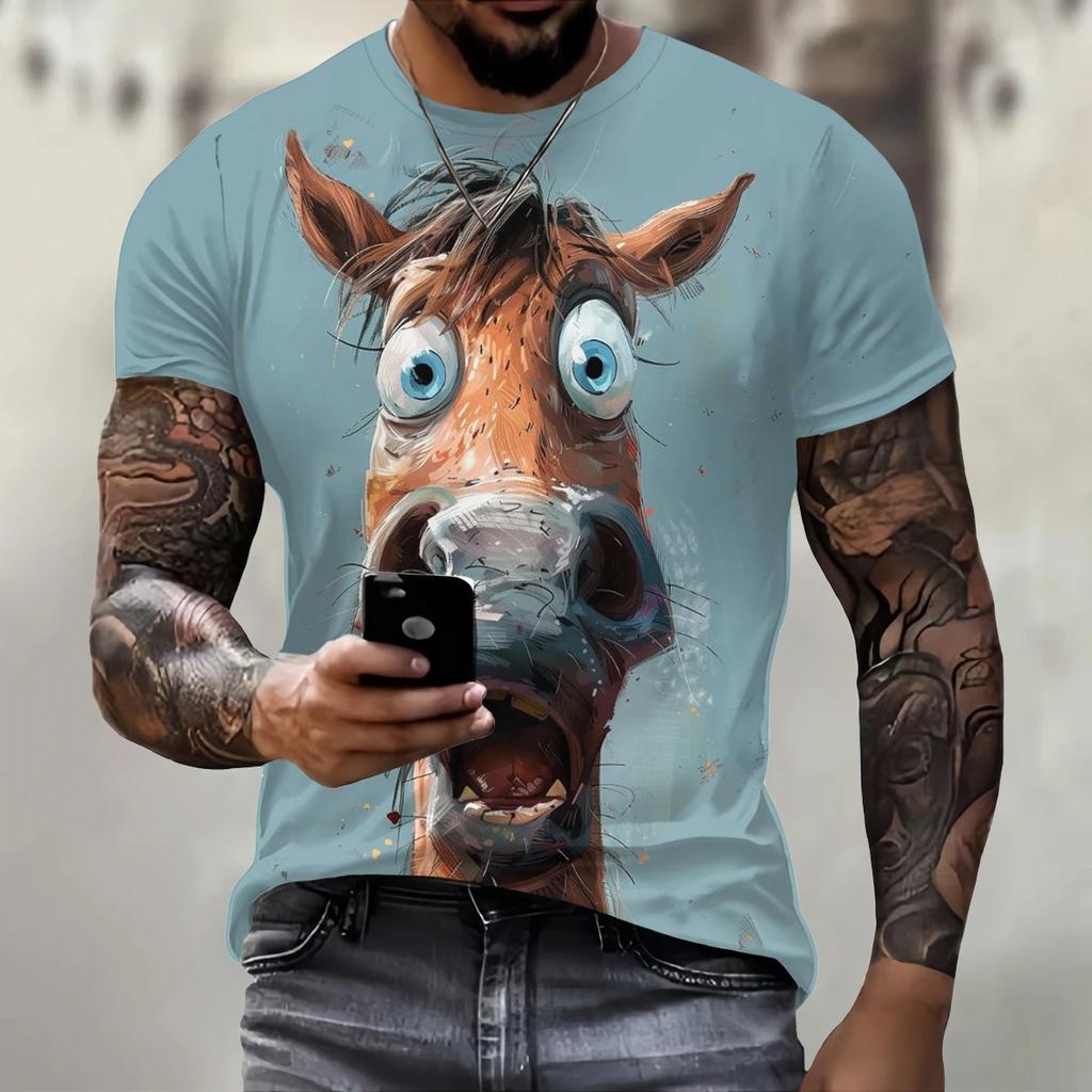 Funny 3D Donkey Print T Shirt For Men Street Trend Hip Hop Clothing Casual O-neck Short Sleeve T-Shirt Fashion Loose Summer Tops