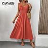 Women's Summer Sleeveless Halter Casual Pleated Dress