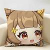 Yaoyao Cute Genshin Impact Cushion Cover Natural Linen Organic Fabric DoubleSided Printing Room Sofa Decor Pillow Case