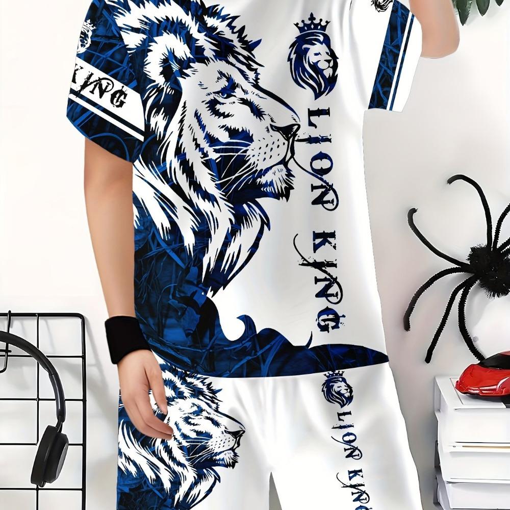 Boys' Fashion Shorts Set Classic Forest King Lion Cool Print