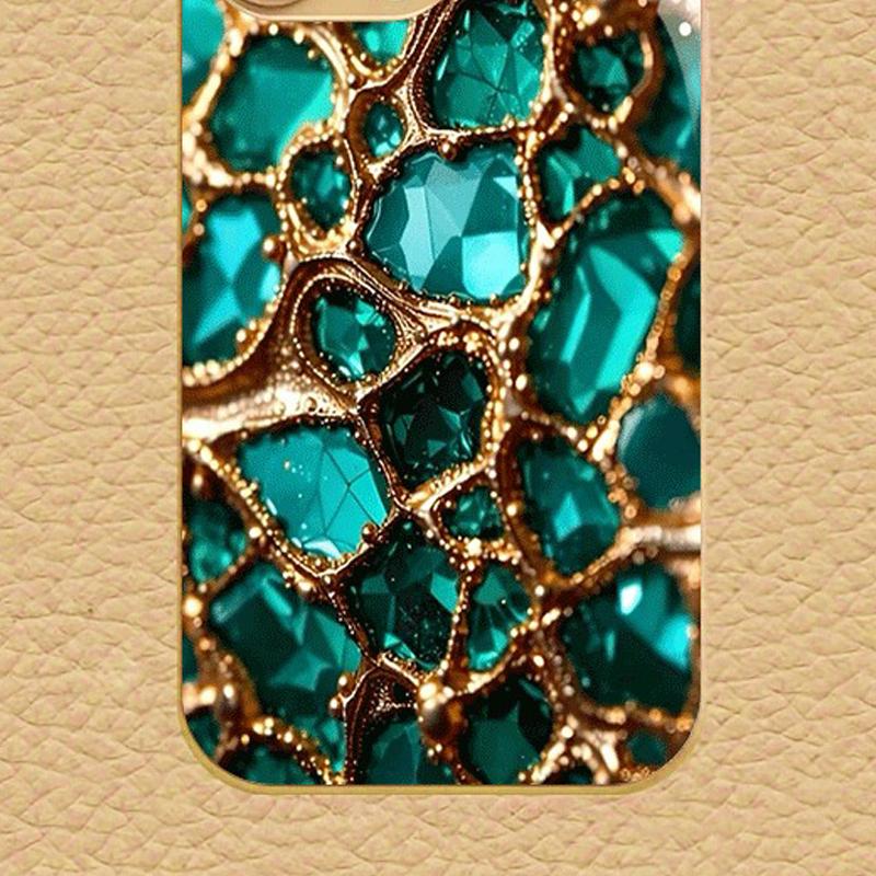 Креативный чехол для телефона из стекла с узором из нефрита и золота, золотая металлическая краска, для iPhone 11 12 13 14 15 16 17 Pro Max 14 Plus 17Air 16E