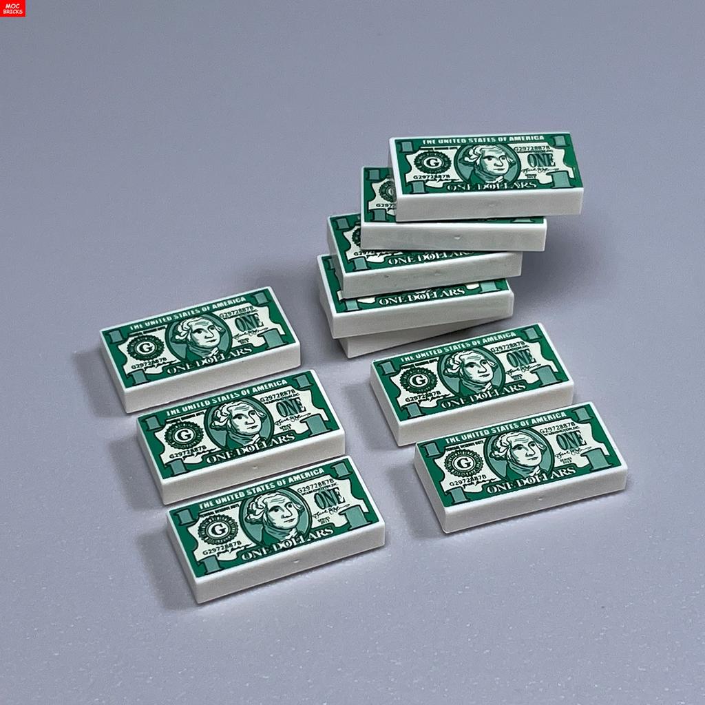 Нетоксичные кубики Moc Город Ужасов Золотой Серебряный Пистолет для Денег Монеты Мешок с Долларами Портфель Фигурка 4 см Аксессуары Полиции Строительный Блок Детские Игрушки