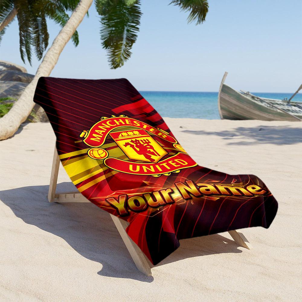 Manchester Customize Text Beach Towel Quick-Dry Soft Microfiber