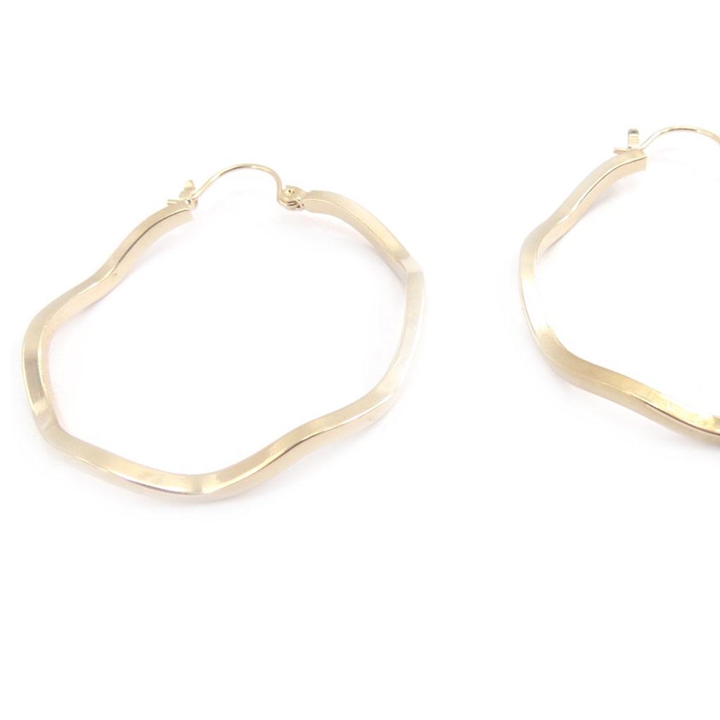 Les Trésors De Lily [E1079] — Позолоченные серьги-кольца «Рябь» — 40 мм 2 мм