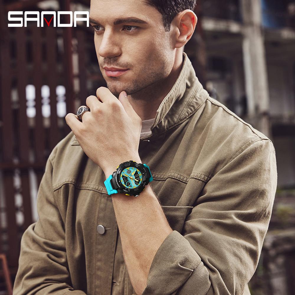 SANDA 6226 Sports Multifunctional Dual Display Waterproof LED Student Electronic Watch Sports Student Electronic Watch