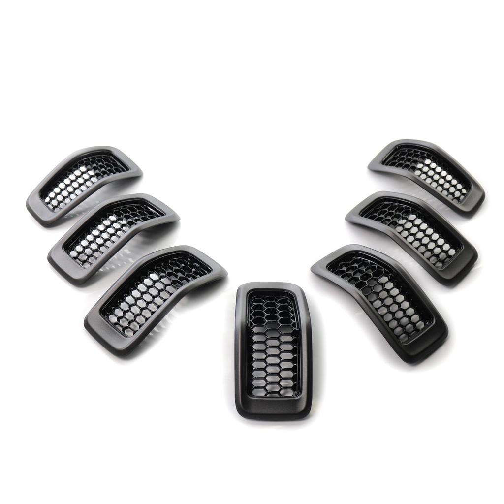 7 шт., матовый серый автомобильный передний бампер, центральная решетка, накладка, сетчатая сотовая гоночная решетка, замена для Jeep Cherokee