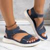 New 2025 European and American Sandals Women's Foreign Trade Large Size Sewing Line Wedge Heel Casual Velcro Sandals