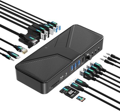 Док-станция Yottamaster USB C Super Strong 20 в 1 Док-станция Type C 4 выхода на экран Выход 4K 10 Гбит/с GEN2 Зарядка Слот для карты Совместима с [2024 1]