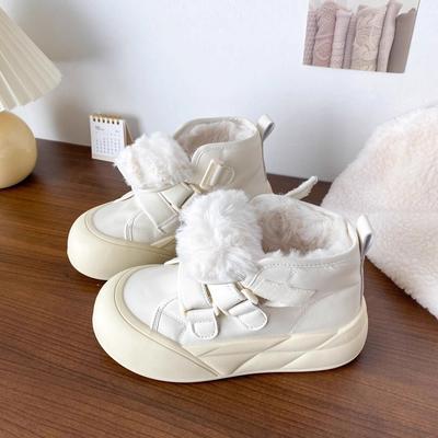 Зимние плюшевые теплые женские сноубутсы, высокие, с круглым носком, на массивной подошве, женская обувь 2025, новинка, по акции, водонепроницаемая, нескользящая обувь