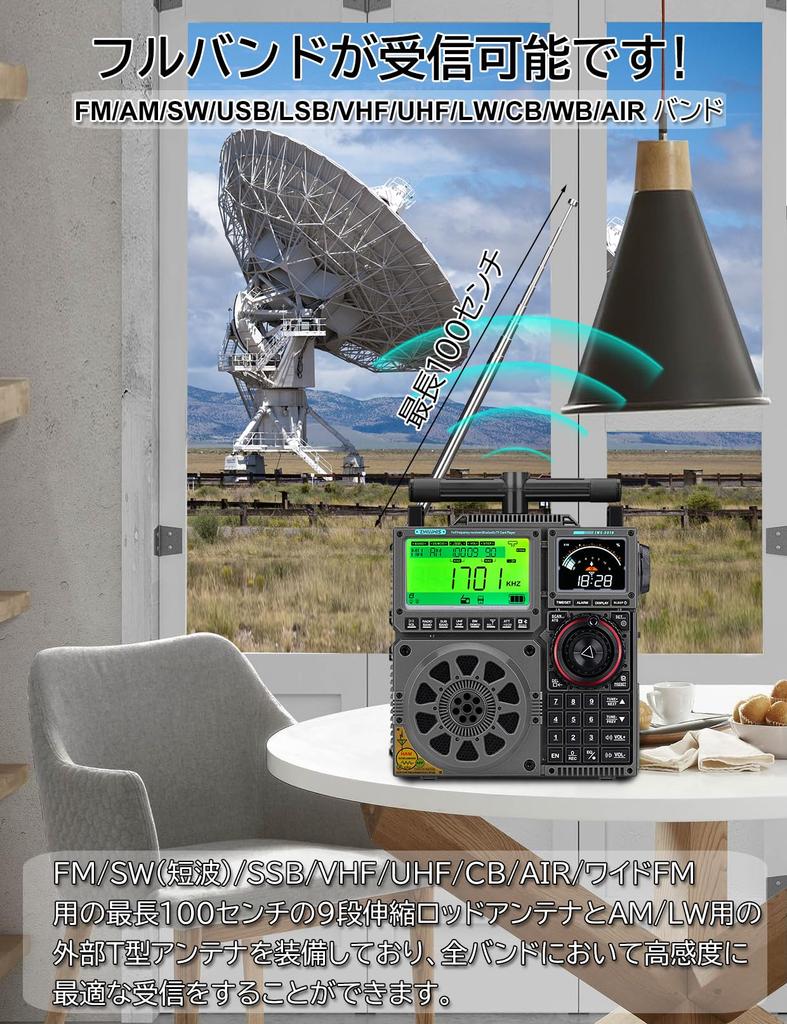 ZHIWHIS BCL Radio SSB High Performance Multiband AM FM CB LW AIR VHF UHF SW SSB Air Band Receiver with Antenna Bluetooth MicroSD Card Compatible APP