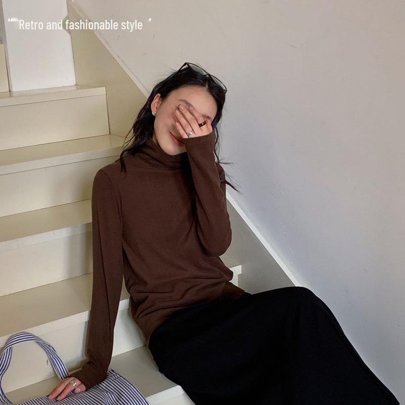 Du Xiaozhai бархатная тонкая теплая рубашка с высоким воротником для женщин - 2024 осень/зима